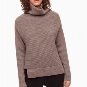 Aritzia Taupe Cozy Ribbed Turtleneck Sweater